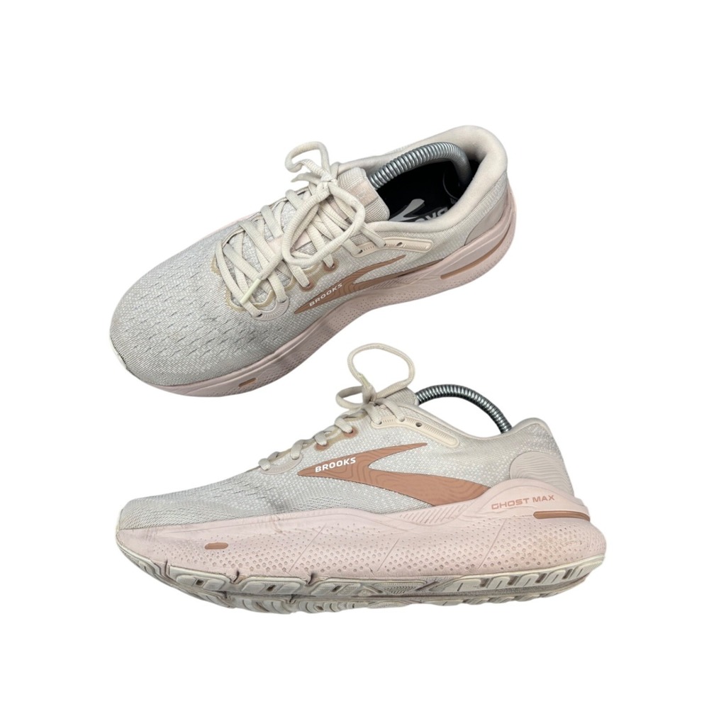 Brooks Ghost Max Shoes Cream Peach Rose Gold Mesh Sneaker Women's Size 9